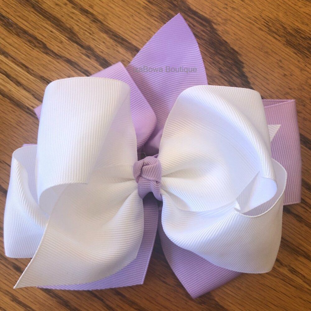 Purple & White 6" Stacked Pinwheel & Boutique Bow   5B2022 Handmade NWT Boutique
